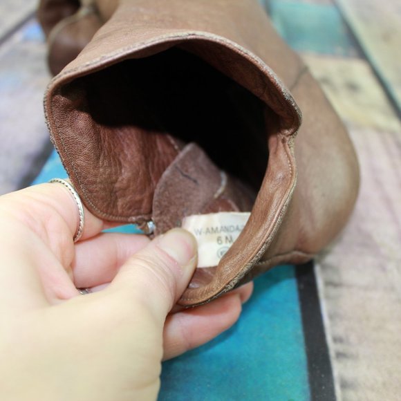 Vintage 80's Maine Woods Amanda Brown Leather Slouch Side Zip Ankle Boots 6 M - Picture 7 of 9